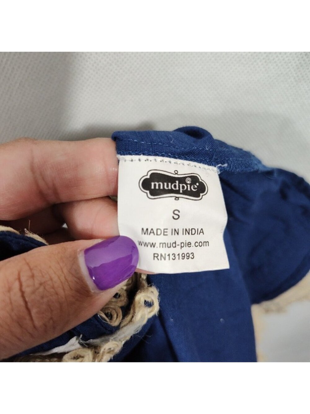 Mud Pie Blue Babydoll Top Boho Women Size S Plunge V-neck Sleeveless Tie Waist - Picture 8 of 9